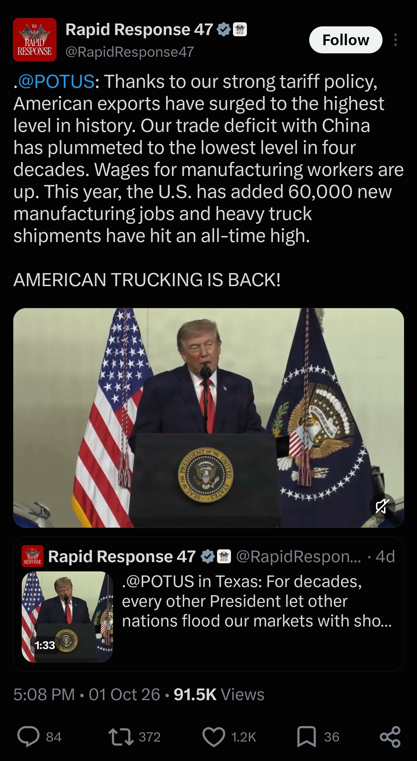 Saved copy of the post by Rapid Response 47 (@RapidResponse47)