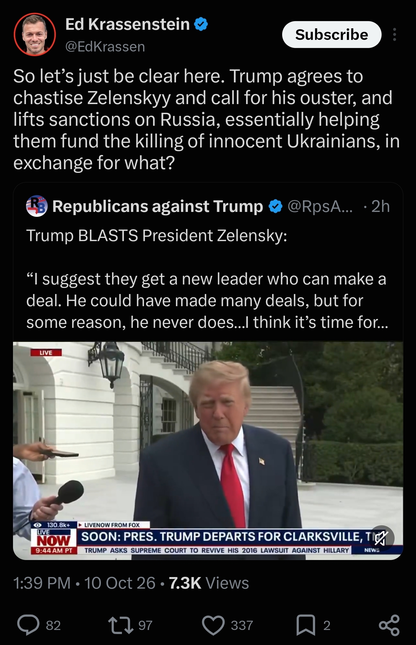 Saved copy of the post by Ed Krassenstein (@EdKrassen)