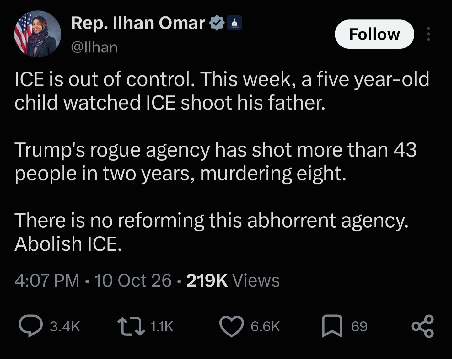 Saved copy of the post by Ilhan Omar (@Ilhan)
